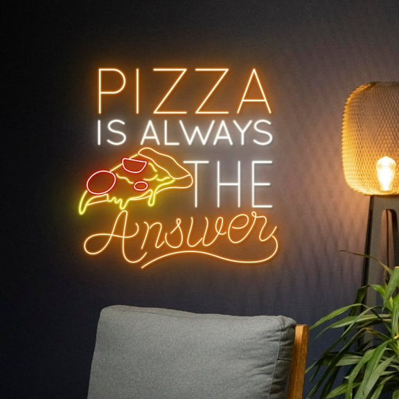 Handmadetneonsign Pizza Is Always The Answer Neon Sign, Pizza Neon Light, Pizza Led Light, Pizza