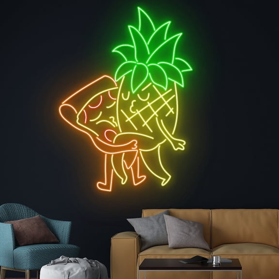Handmadetneonsign Pizza Pineapple Led Sign, Pizza Pineapple Neon Sign, Pizza Pineapple Neon Light