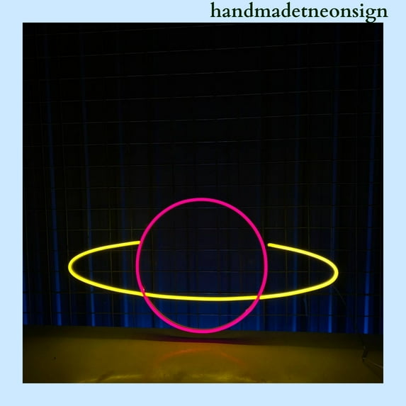Handmadetneonsign Planet Neon Sign, Galaxy Wall Art Decor, Universe Home Wall Decor 037820