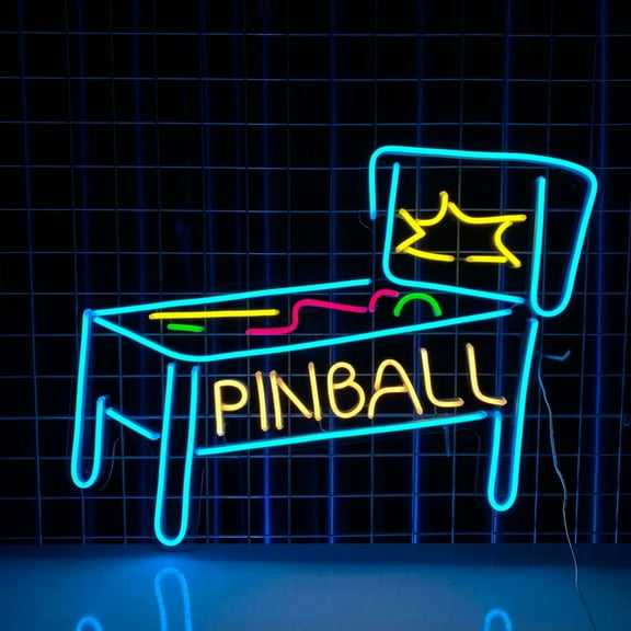 Handmadetneonsign Play Pinball Neon Sign, Pinball Machine Wall Art Decor, Home Man cave Game Room Wall Decor