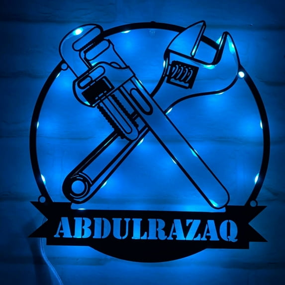 Handmadetneonsign Plumbing Metal Wall Art Light, Plumbing Metal Sign Wall Decor, Plumber Metal Decor