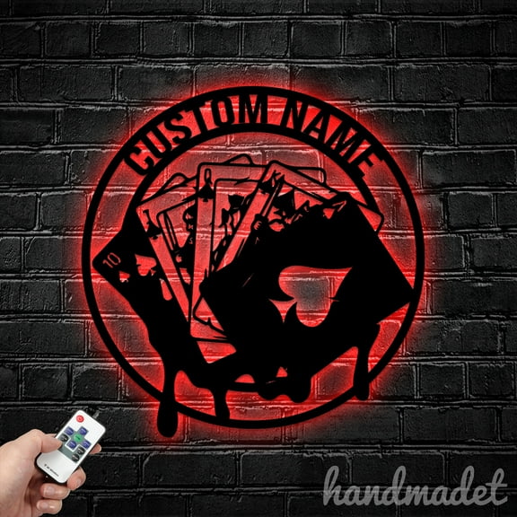 Handmadetneonsign Poker Room Metal Wall Art Light, Poker Metal Sign Wall Decor, Casino Metal Decor 62540