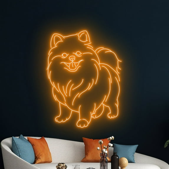 Handmadetneonsign Pomeranian Dog Wall Art, Pomeranian Wall Decor, Pomeranian Pet Lover Wall Decor