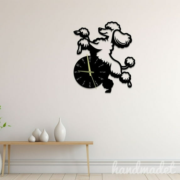 Handmadetneonsign Poodle Dog Wall Clock Unique, Dog Year Date Round Wall Clock, Day Month Circle Wall Clock 56086