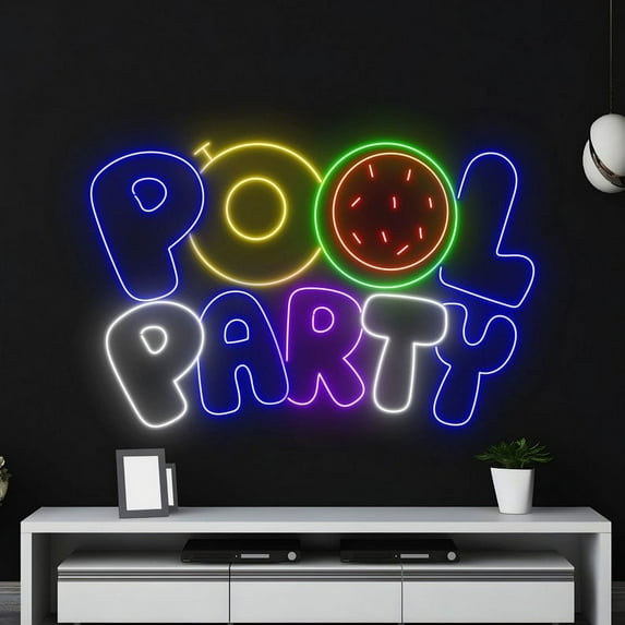 Handmadetneonsign Pool Party Neon Sign, Watermelon Wall Art Decor, Holiday Party Wall Decor