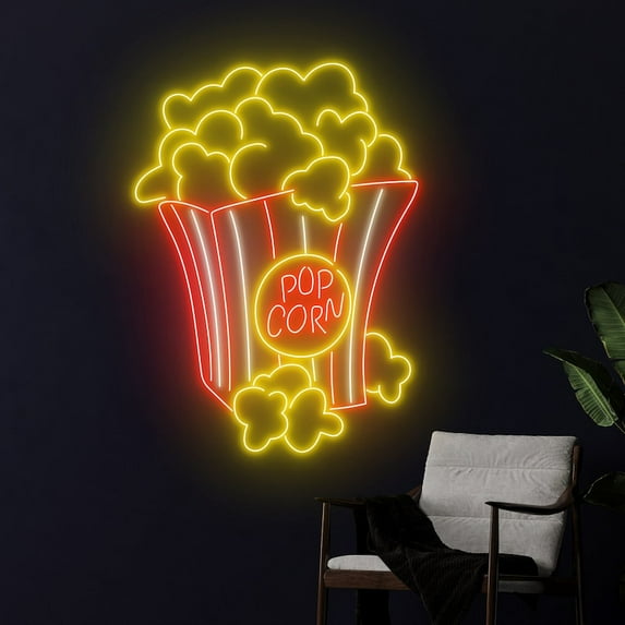 Handmadetneonsign Popcorn Neon Sign, Popcorn Neon Light, Popcorn Led Light, Popcorn Movie Led Sign