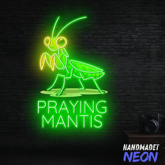 Handmadetneonsign Praying Mantis Neon Sign, Praying Lover Gift, Kid Room Decor