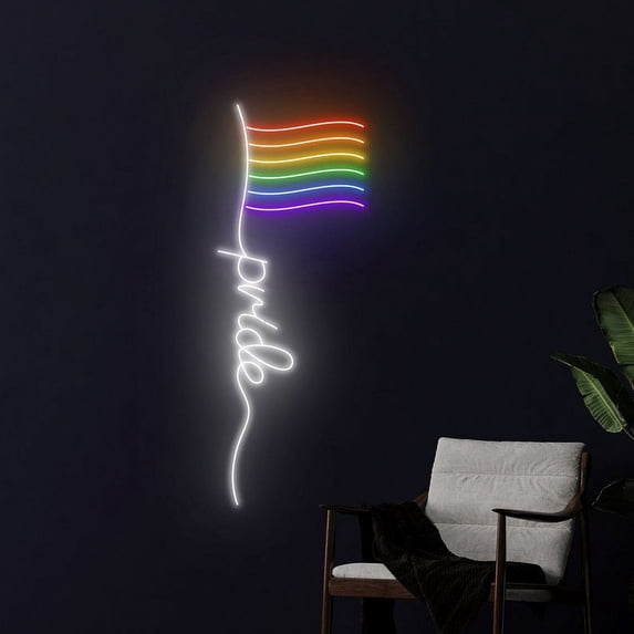 Handmadetneonsign Pride LGBT Flag Neon Sign, LGBT Flag Neon Led Wall Art Decor, LGBT Wall Decor
