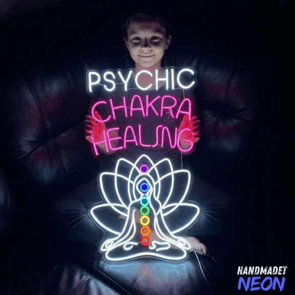 Handmadetneonsign Psychic Neon Sign, Chakra Healing Led Light, Yoga Studio Sign