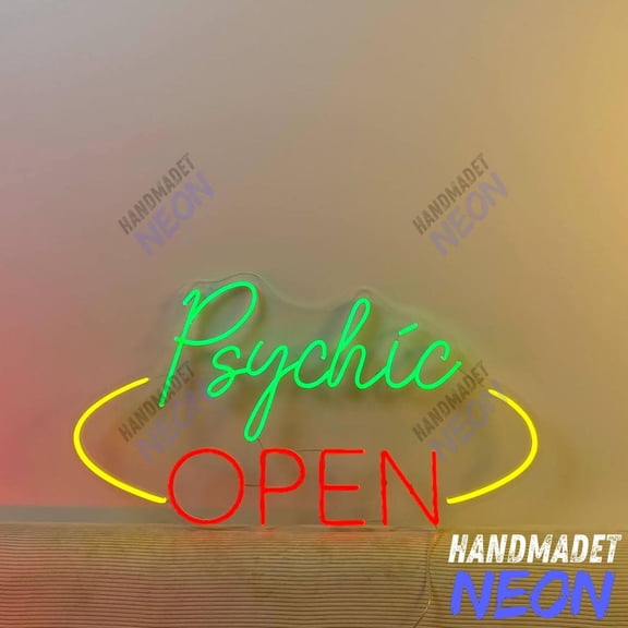 Handmadetneonsign Psychic Open Neon Sign, Tarot Reading LED Wall Light, Spiritual Shop Decor 136439