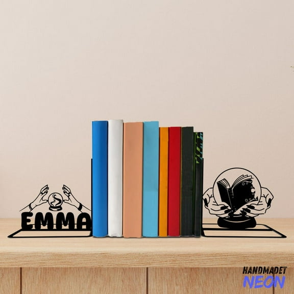 Handmadetneonsign Psychic Reading Metal Bookends, Fortune Teller Name Bookend, Table Bookshelf Decor 048166