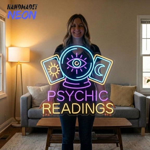 Handmadetneonsign Psychic Reading Neon Sign, Tarot Card Decor, Tarot Gift