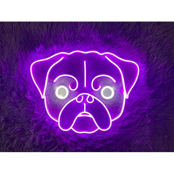 Handmadetneonsign Pug Neon Sign,Animal Neon Sign,Led Neon Sign,Cute Neon Sign,Neon Wall Decor, Pug Neon Light, Wall Décor