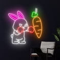 thumbnail image 1 of Handmadetneonsign Rabbit Boxing Carrot Neon Sign, Rabbit Boxer Carrot Led Sign, Happy Easter Neon, 1 of 5