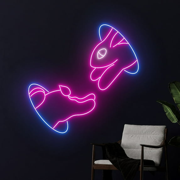 Handmadetneonsign Rabbit Neon Sign, Rabbit Hole Led Sign, Happy Easter Neon Light, Rabbit Burrow