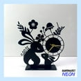 thumbnail image 1 of Handmadetneonsign Rabbit Tabletop Metal Clock, Floral Rabbit Desktop Clock, Rabbit Clock Home Decor 77944, 1 of 4