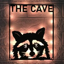 Handmadetneonsign Raccoon Metal Wall Art Light, Animal Metal Sign Wall Decor, Raccoon Lover Metal Decor