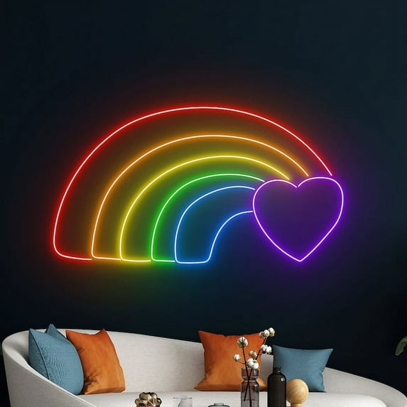 Handmadetneonsign Rainbow Heart LGBT Neon Sign, LGBT Pride Wall Art Decor, Pride Wall Decor