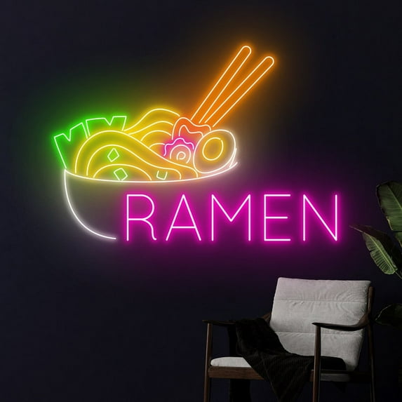 Handmadetneonsign Ramen Neon Sign, Japanese Ramen Noodles Led Sign, Ramen Noodle Bowl Neon Light