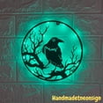 thumbnail image 1 of Handmadetneonsign Raven Metal Wall Art with LED Light - Crow Moon Sign Home Decor - Animal Metal Light, 1 of 3