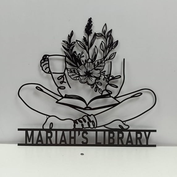 Handmadetneonsign Reading Book Metal Wall Art Light, Book Coffee Metal Sign Wall Decor, Coffee Store Metal Decor