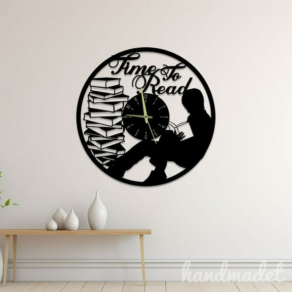 Handmadetneonsign Reading Book Wall Clock Unique, Year Date Round Wall Clock, Text Oversize Wall Clock 59682