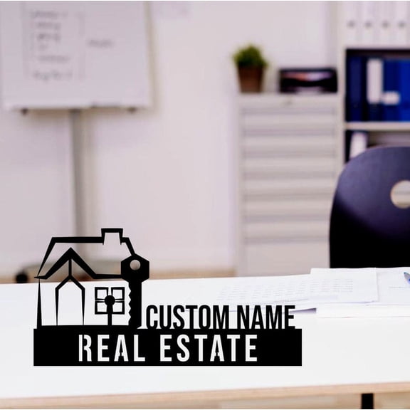 Handmadetneonsign Real Estate Metal Nameplate, Real Estate Desk Nameplate, Desk Name Plate Decor