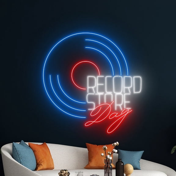 Handmadetneonsign Record Store Day Led Sign, Disc Neon Light, Disc Player Neon Sign, Record Disc