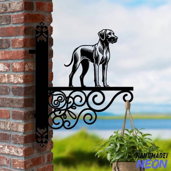 Handmadetneonsign Rhodesian Ridgeback Hanging Bracket, Dog Hanging Basket, Hanging Bracket For Garden 044700