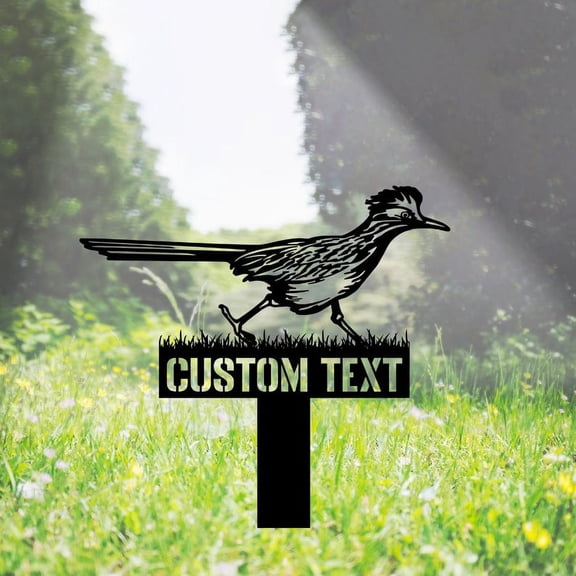 Handmadetneonsign Roadrunner Memorial Metal With Stake, Bird Metal Name Sign Stake, Roadrunner Metal Stake Decor 45786