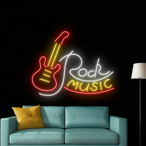 Handmadetneonsign Rock Music Guitar Neon Sign, Guitarist Wall Art Decor, Ramen Guitarist Wall Decor