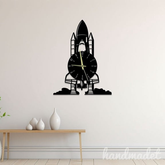 Handmadetneonsign Rocket Wall Clock Unique, Rocket Round Wall Clock, Text Oversize Wall Clock 60428