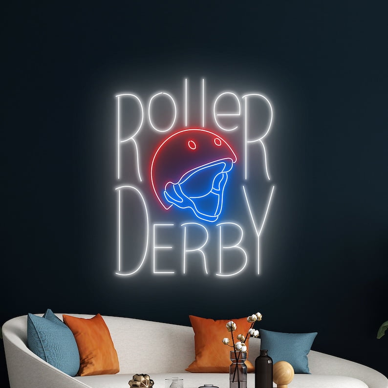 Handmadetneonsign Roller Derby Helmet Led Sign, Roller Derby Helmet