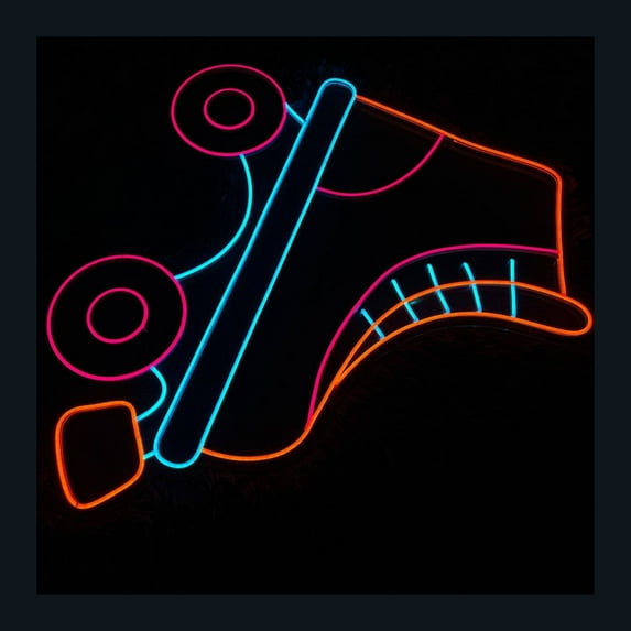Handmadetneonsign Roller Skate Neon Sign, Skateboard Wall Art Decor, Roller Shoe Wall Decor