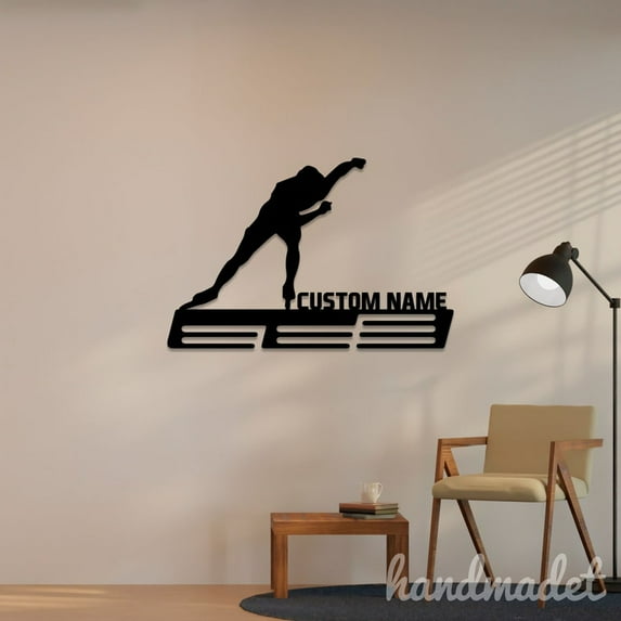 Handmadetneonsign Roller Skating Medal Hanger Metal Wall Art Light, Roller Skating Player Name Metal Sign Wall Decor, Sport Metal Decor 47201