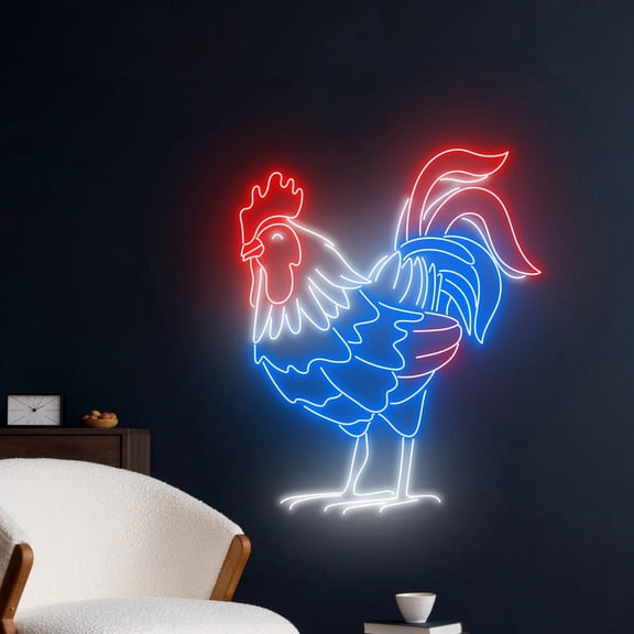 Handmadetneonsign Rooster 4th Of July Neon Sign, Independence Day Art Decor, USA Celebration Wall Decor