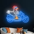 thumbnail image 1 of Handmadetneonsign Rooster Motorbike Neon Sign, Rooster Biker Led Sign, Chicken Motorcycle Led Light, 1 of 5