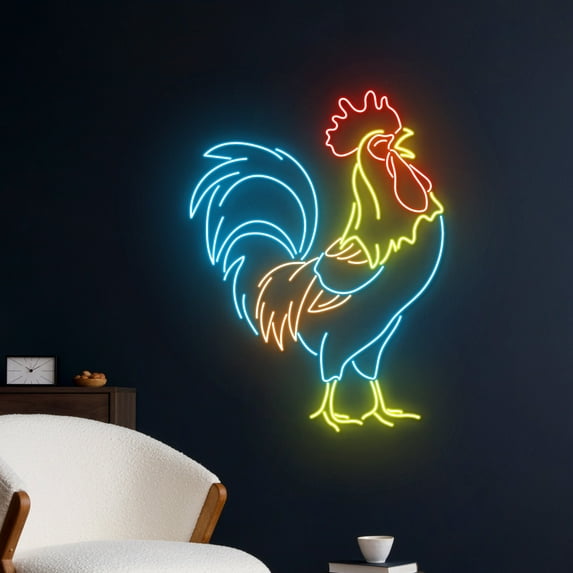Handmadetneonsign Rooster Neon Light, Chicken Led Light, Rooster Led Sign, Chicken Neon Sign, Farm