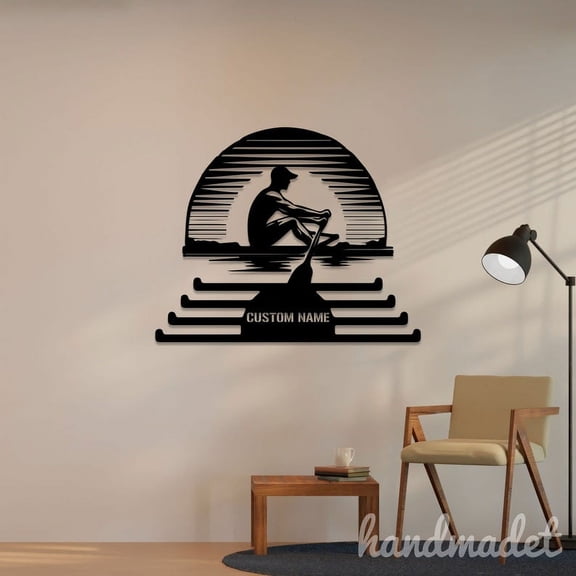 Handmadetneonsign Rowing Medal Hanger Metal Wall Art Light, Boatman Metal Sign Wall Decor, Rowing Boat Metal Decor 46801