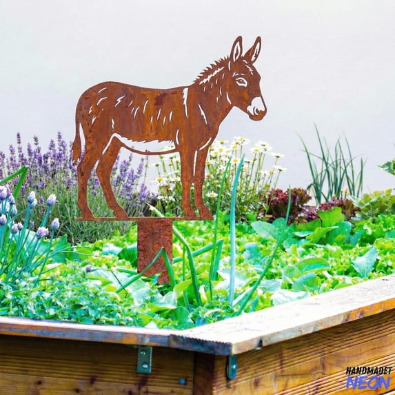 Handmadetneonsign Rusty Donkey Garden Stake, Country Garden Decor, Donkey Lover Gift