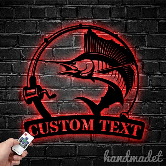 Handmadetneonsign Sailfish Metal Wall Art Light, Fish Sailfish Metal Sign Wall Decor, House Metal Decor 52837