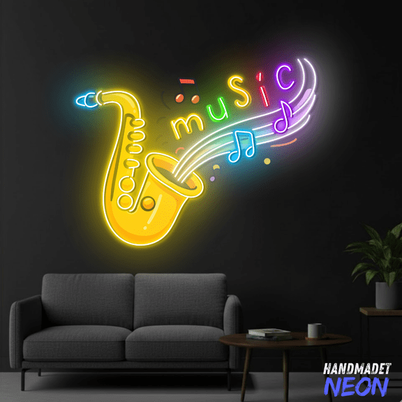 Handmadetneonsign Saxophone Neon Sign, Music Note Led Light, Jazz Club Wall Decor