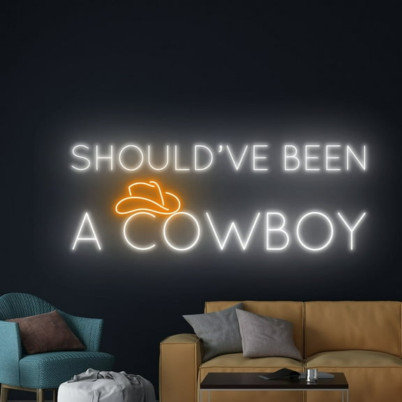 Handmadetneonsign Should've Been A Cowboy Neon Sign, Cowboy Led Light, Western Neon Light