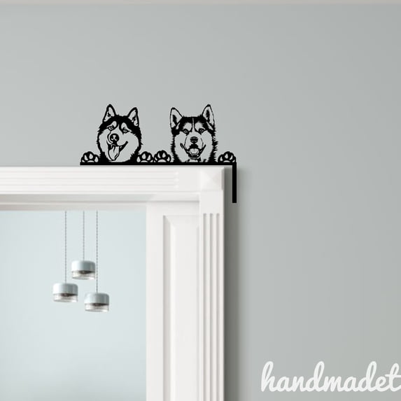 Handmadetneonsign Siberian Husky Door Corner Sign, Pet Dog Metal Door Topper, House Wall Decor 64372