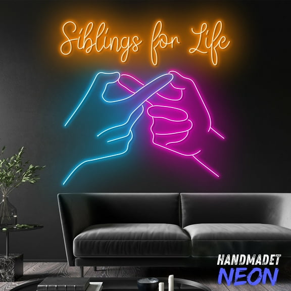 Handmadetneonsign Siblings For Life Neon Sign, Led Wall Light For Living Room & Family Gift 132396