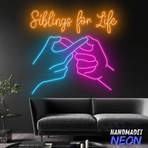 Handmadetneonsign Siblings For Life Neon Sign, Led Wall Light For Living Room & Family Gift 132396