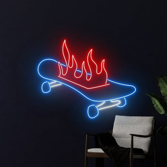 Handmadetneonsign Skateboard Store Neon Sign, Skateboarding Led Sign, Skateboarder Led Light