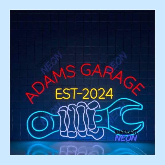 Handmadetneonsign Skeleton Garage Neon Sign, Skull Garage Mechanic Led Sign, Car Repair Neon Light 93907