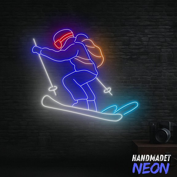 Handmadetneonsign Skiing Neon Sign, Skiing Club Decor, Gift For Skier