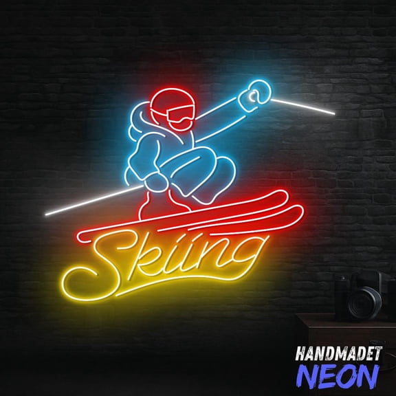 Handmadetneonsign Skiing Neon Sign, Skiing Club Decor, Skier Gift